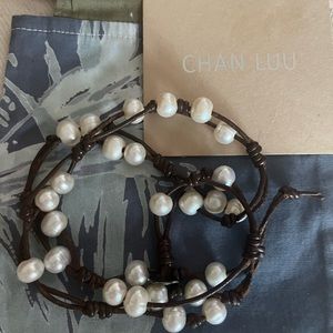 Chan Liu Genuine Freshwater Pearl and Leather Wrap Bracelet